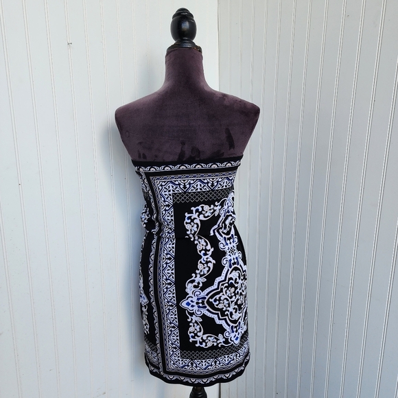 White House Black Market WHBM Blue Floral Print Strapless Dress XXS - Picture 6 of 14